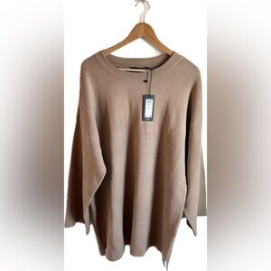 VERO MODA Mocha Viscose Blend Tunic Sweater